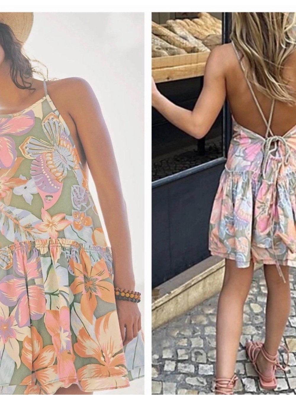 Free People Deserted Island Mini Dress in Rainforest Combo print, Sz S, NWT! 🩷🩵💚